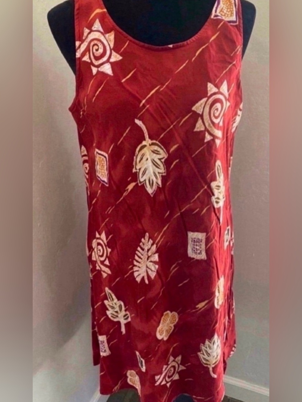 Women’s Red Printed Sleeveless Women's Dress (Size L)
